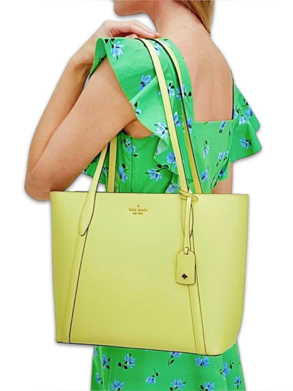 Like New Kate Spade Cara Large genuine leather Large Tote  Frosty Lime green